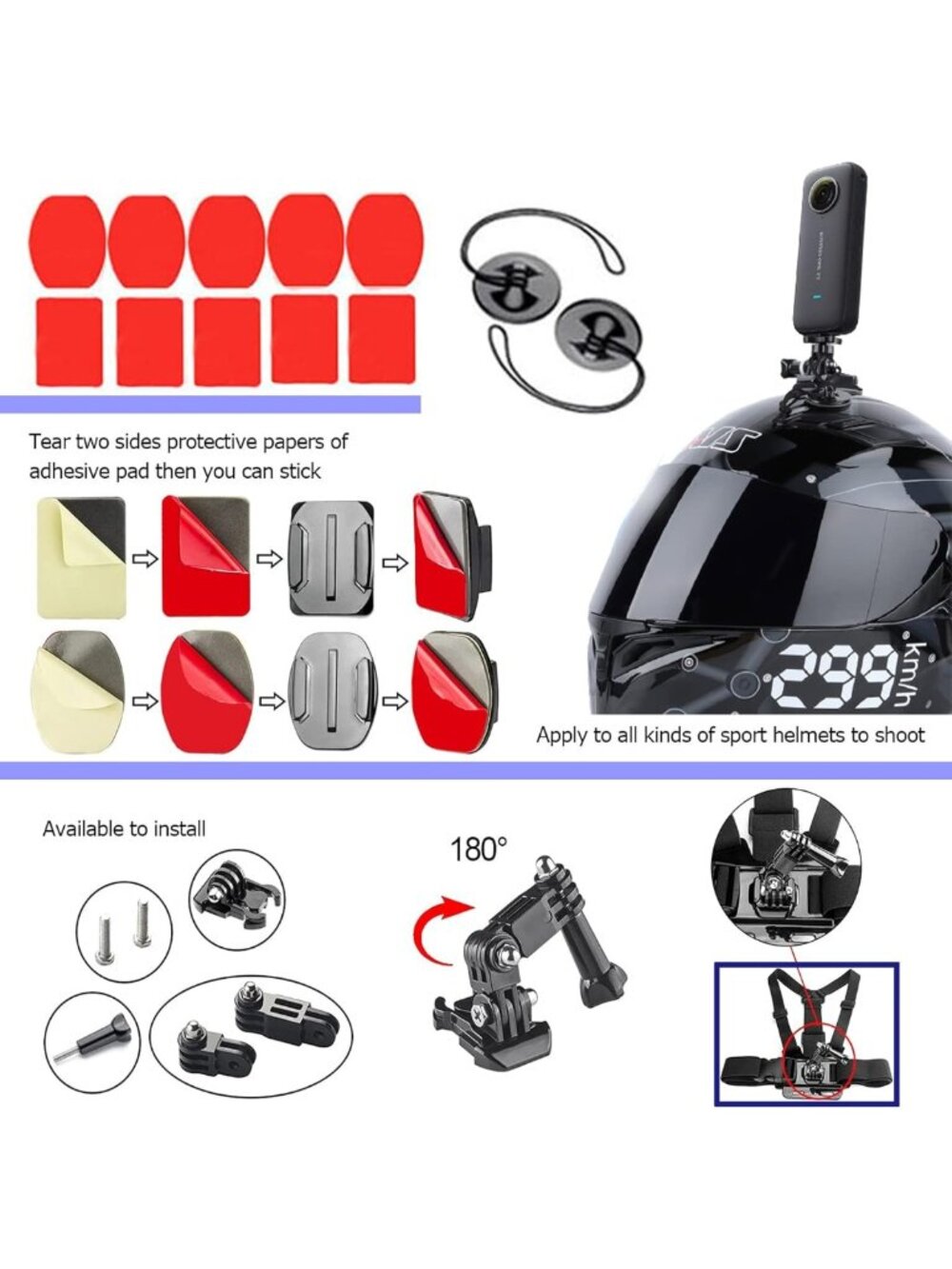 44-in-1 Action Camera Accessory Kit for Insta360 & GoPro - Versatile Gear Bundle - Picture 5 of 7